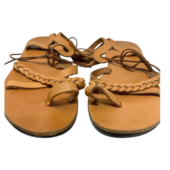 Jerusalem Sandals Ramah Sz EU 42 US 11 Light Brown Leather Ankle Tie Handmade - Picture 4 of 7